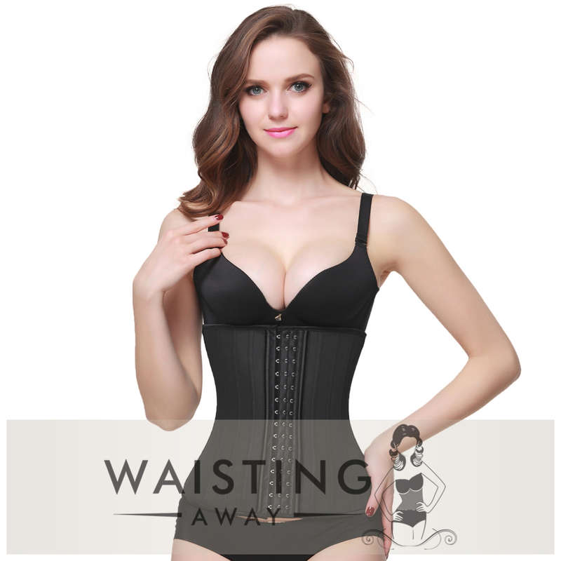 Black 25 Steel Bone Latex Waist Trainer Corset