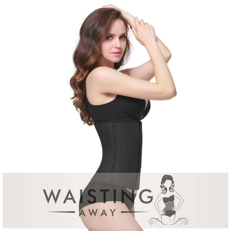 Black 25 Steel Bone Latex Waist Trainer Corset
