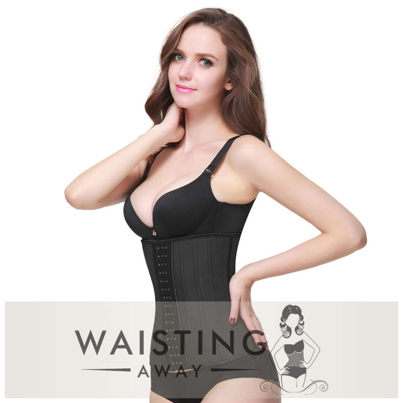 Black 25 Steel Bone Latex Waist Trainer Corset