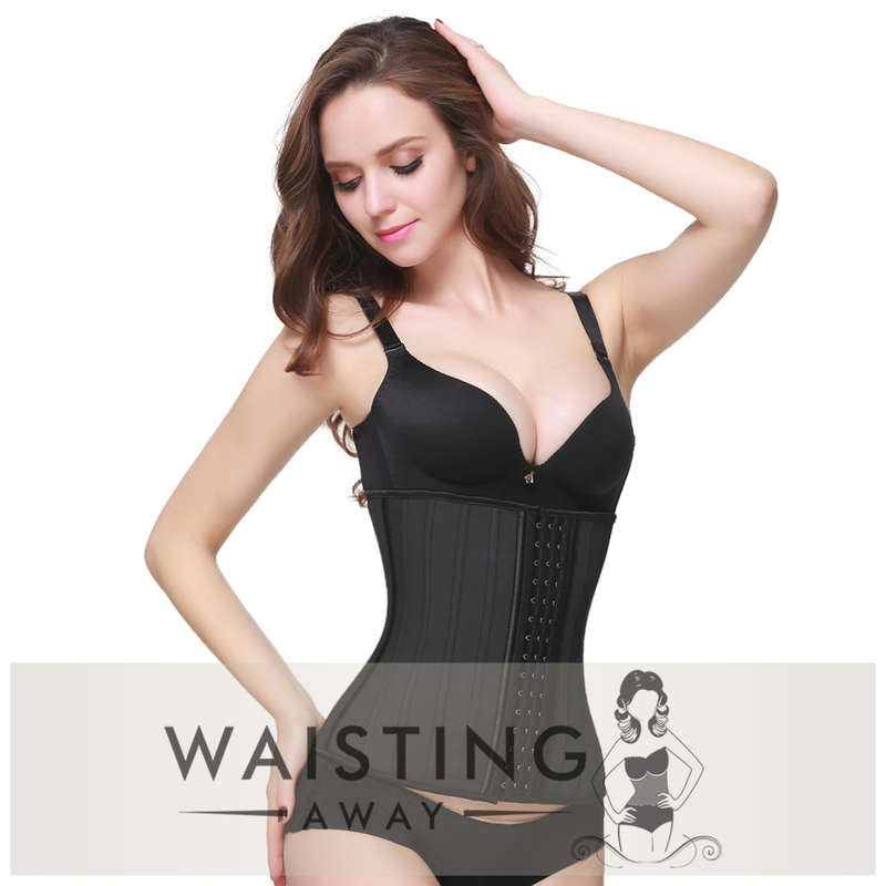 Black 25 Steel Bone Latex Waist Trainer Corset