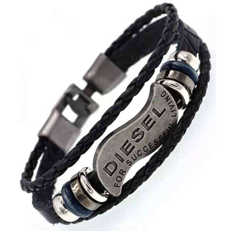PU Vegan Leather Diesel Multi-Layered Rope Bracelet- S/M