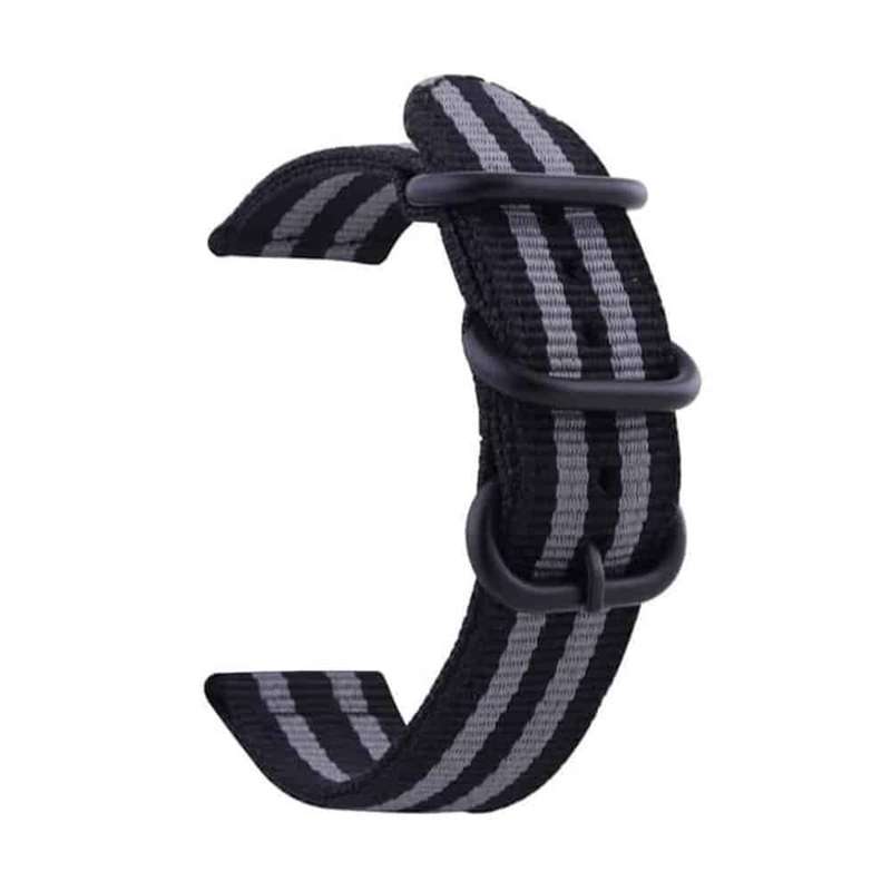 22MM Universal Watch Replacement Nylon Strap (S-M-L)- Black &amp; Grey