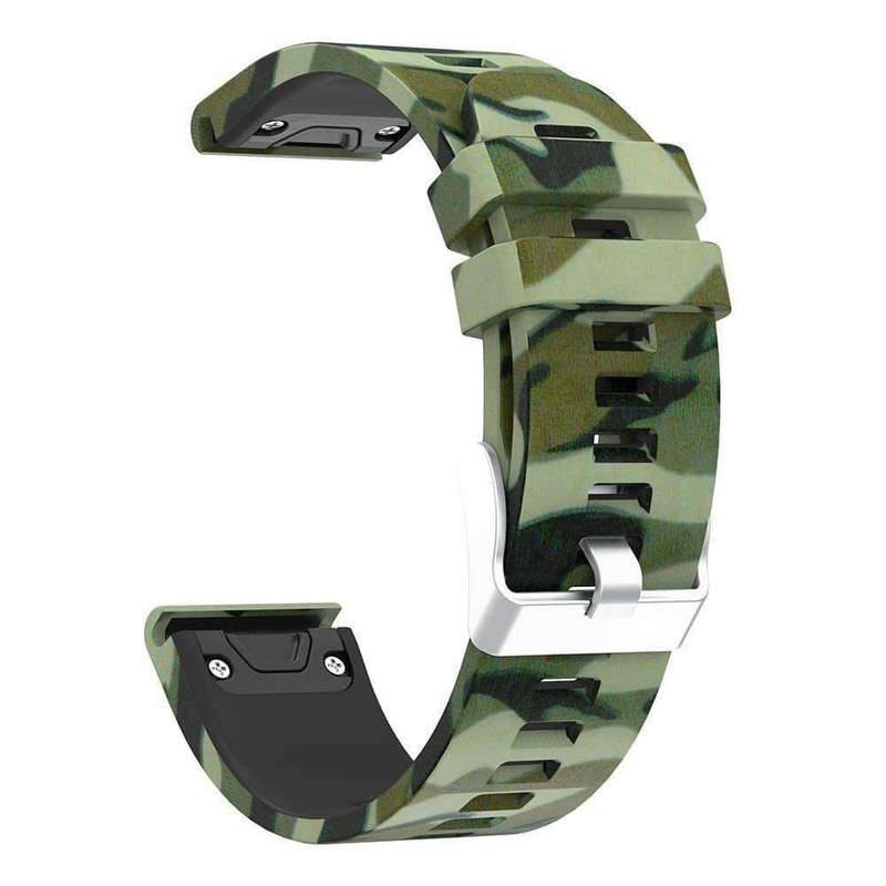Silicone Strap for 22mm Garmin Fenix 5/6/935/945/S60 - Camo Green