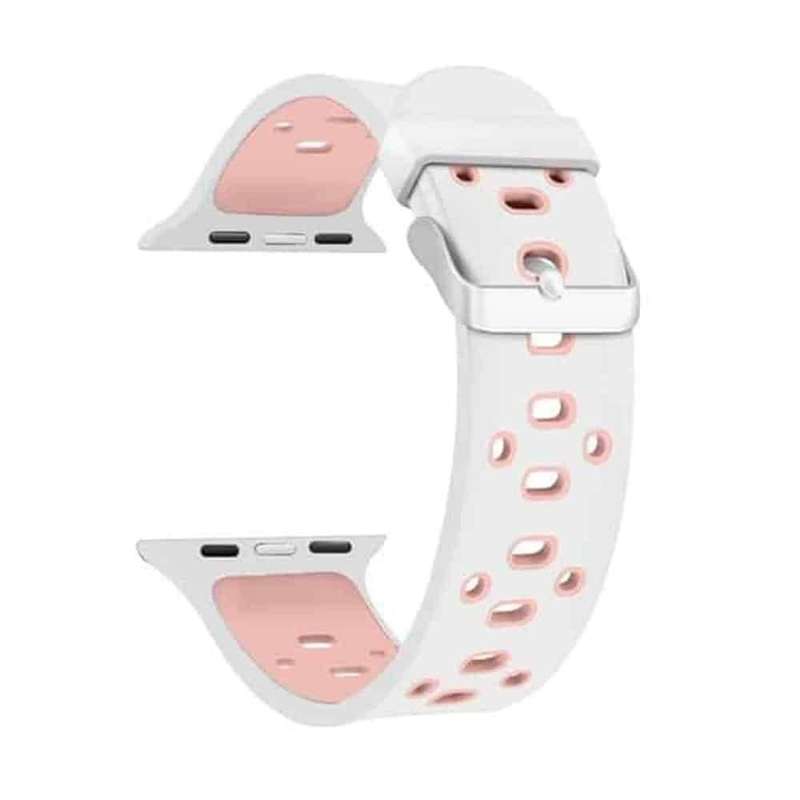 Silicone Strap for 38/40/41mm Apple Watch- White & Pink