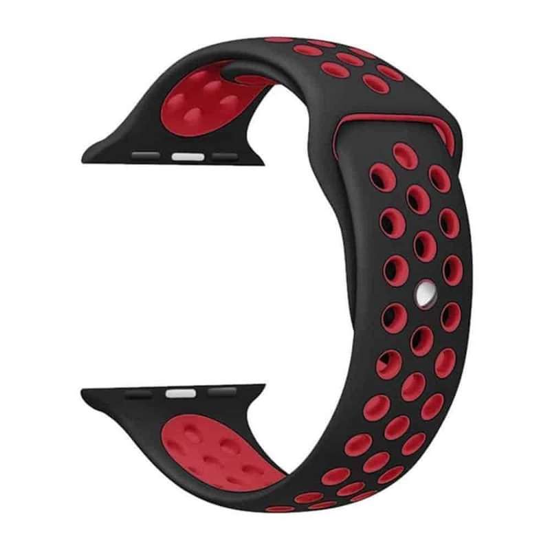 38/40/41mm Apple Watch Models 6/5/4/3/2/1 Silicone Strap (M/L)- Black &amp; Red
