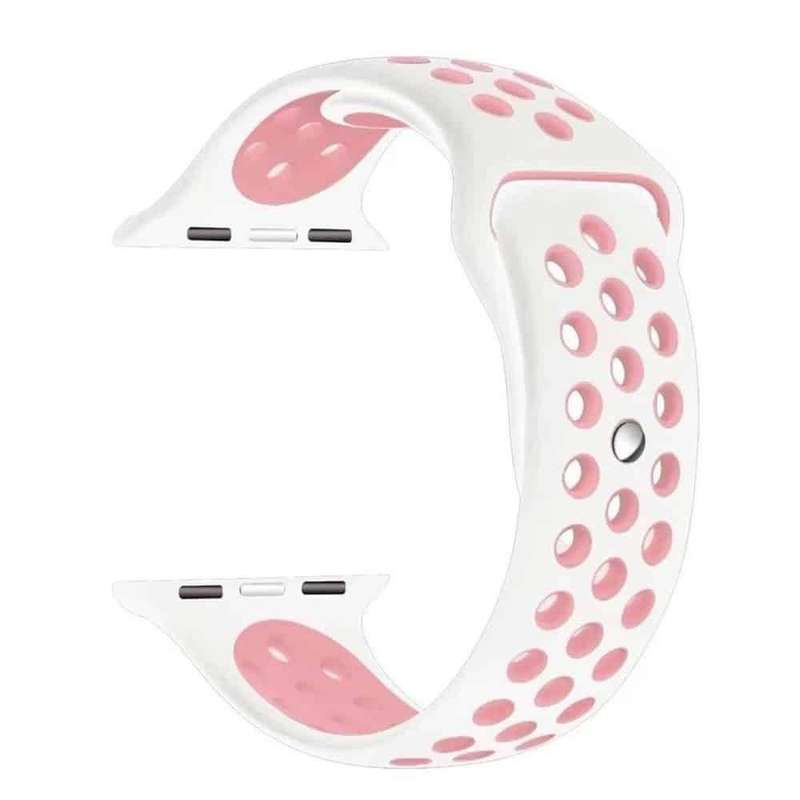 Silicone Strap for 38/40/41mm Apple Watch (S/M) - White & Pink