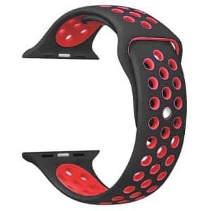 Silicone Strap for 38/40/41mm Apple Watch(M/L) - Black & Red