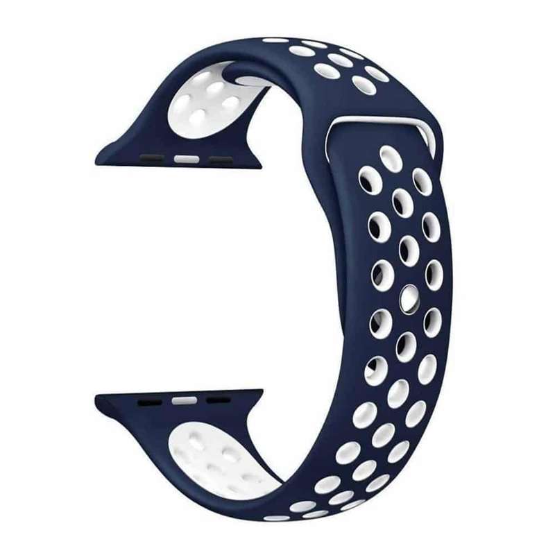 Silicone Strap for 38/40/41mm Apple Watch (S/M) - Navy & White