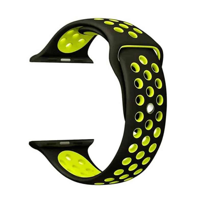 Silicone Strap for 38/40/41mm Apple Watch (S/M) - Black & Yellow