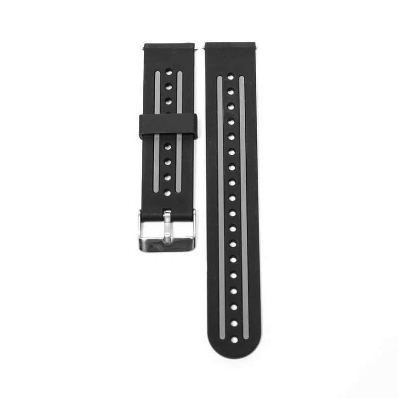 Huawei GT Sport/Vivoactive 4 silicone strap - Black &amp; grey (S-M-L)