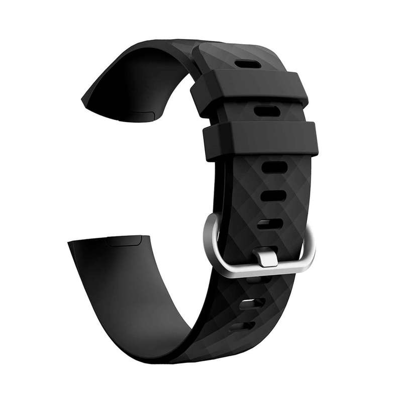 Silicone Strap for Fitbit Charge 3/4, Sense S/M - Black