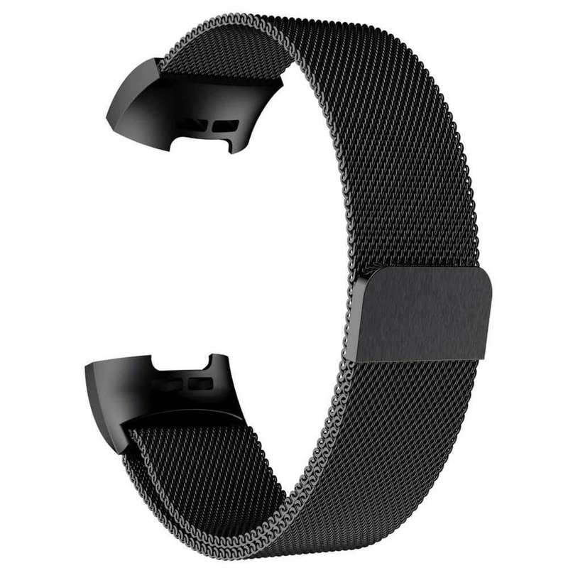 Stainless Steel Milanese Loop Strap Fitbit Charge 3/4, Sense M/L Black
