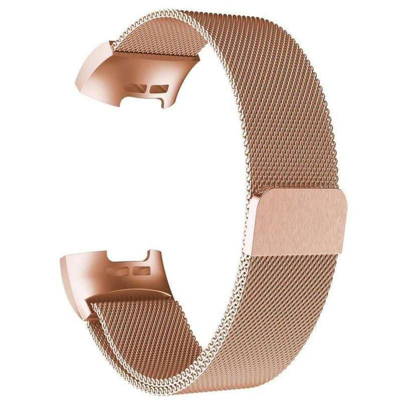Stainless Steel Milanese Loop Strap Fitbit Charge 3/4 Sense S/M - Rose Gold