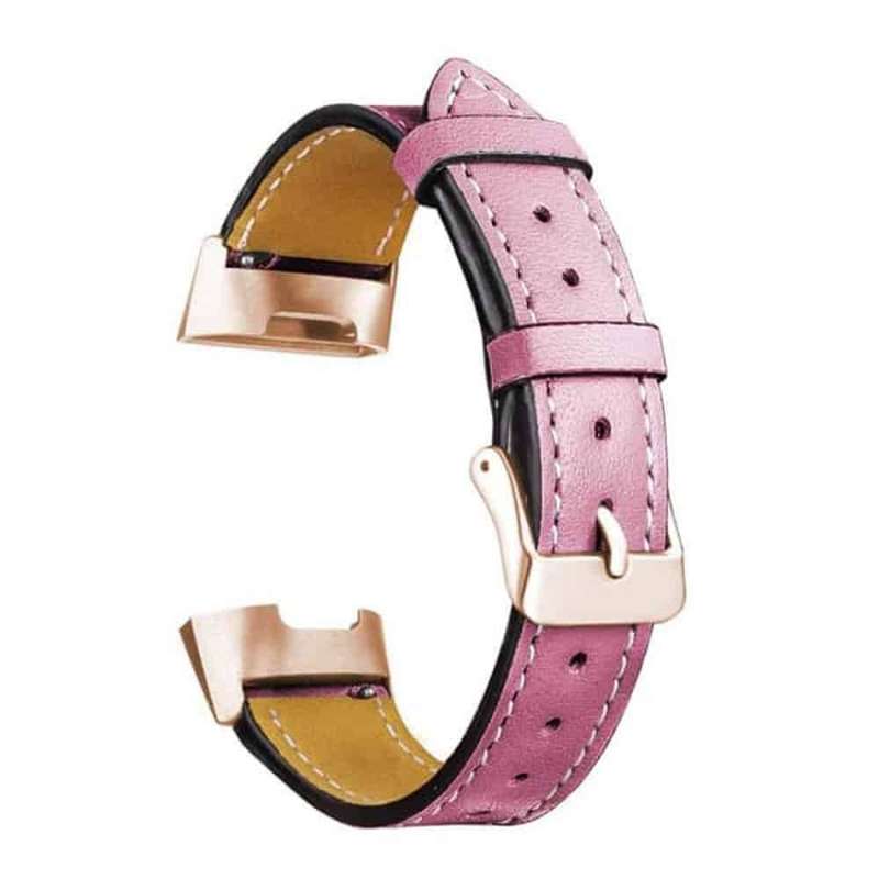 PE Leather Strap for Fitbit Charge 3/4, Sense (S/M/L) - Pink