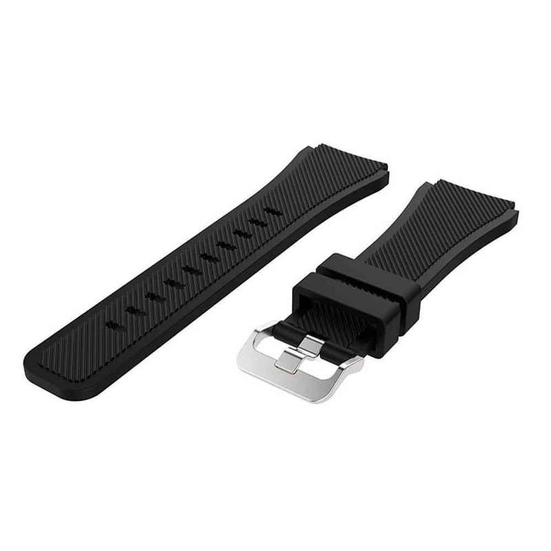 Silicone Strap For Samsung Gear S3 Frontier, Amazfit Stratos 2/2S Pace, (M/L) -  Black