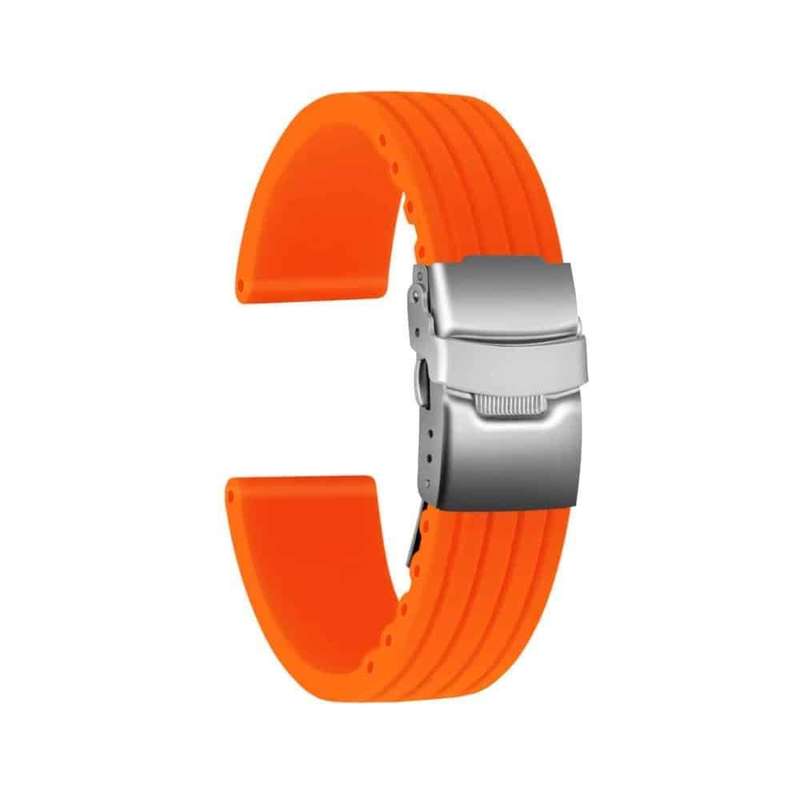 22MM Waterproof Silicone Rubber Watch Strap (S/M/L) - Orange