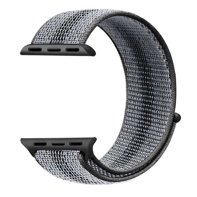 Velcro Nylon Strap for 42/44/45/49mm Apple Watch- Black &amp; Grey