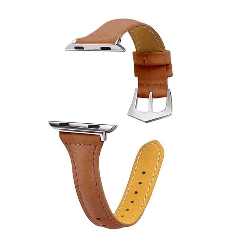T shape Leather Strap for 38/40/41mm Apple Watch - Brown