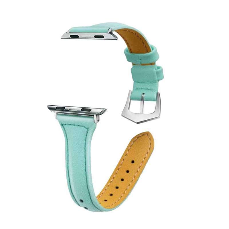T shape Leather Strap for 38/40/41mm Apple Watch(S/M/L)- Frost Green