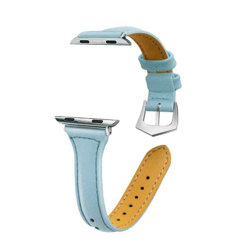 T shape Leather Strap for 38/40/41mm Apple Watch(S/M/L) - Haze Blue