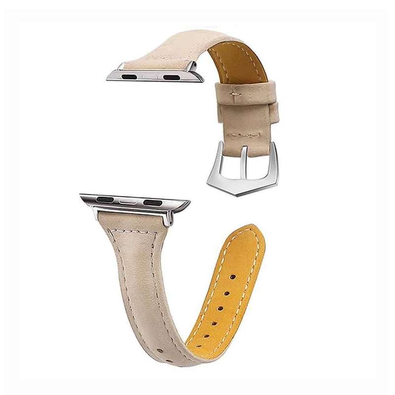 T Shape Leather Strap for 42/44/45/49mm Apple Watch- Apricot