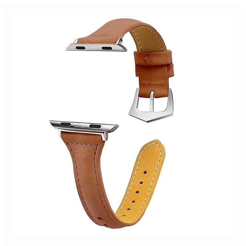 T Shape Leather Strap for 42/44/45/49mm Apple Watch- Brown