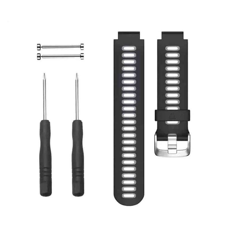 Silicone Strap for Garmin Forerunner 220/ 230/ 235/ 620/ 735- Black &amp; Grey