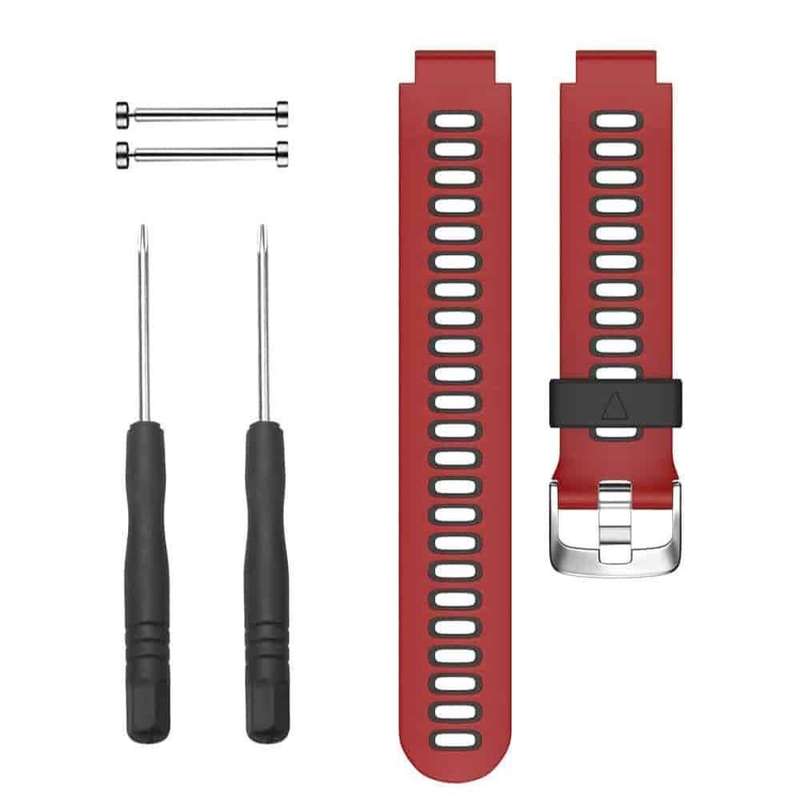 Silicone Strap for Garmin Forerunner 220/ 230/ 235/ 620/ 735- Red & Black