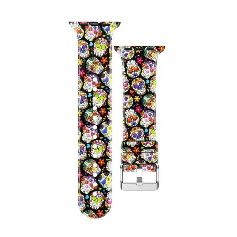 Silicone Strap for 42/44/45mm Apple Watch- Colour Skulls
