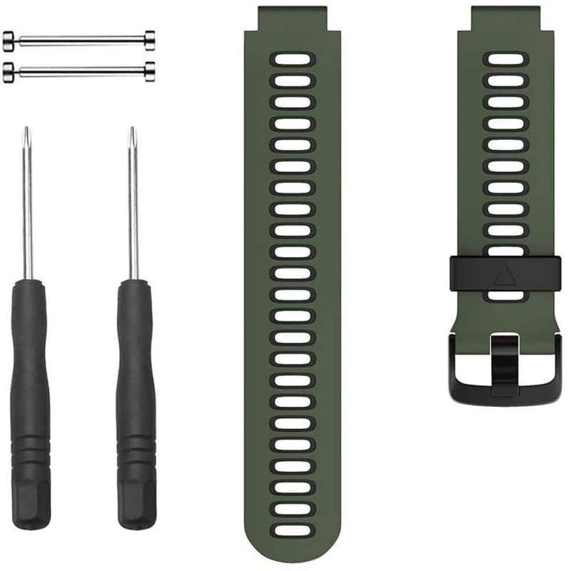 Silicone Strap for Garmin Forerunner 220/ 230/ 235/ 620/ 735- Army Green & Black