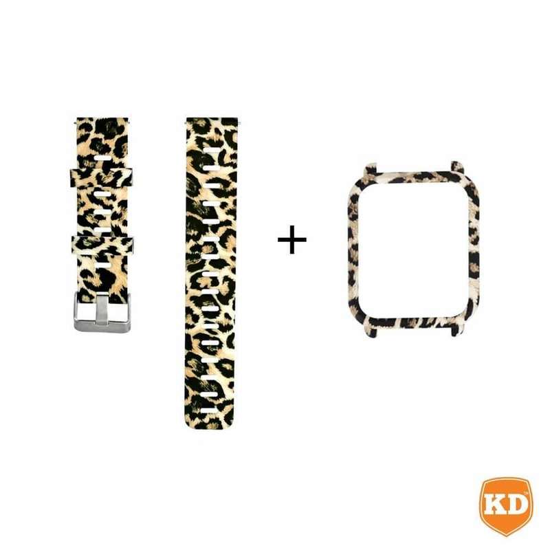 Amazfit BIP/Lite silicone strap + protective case + film - Leopard