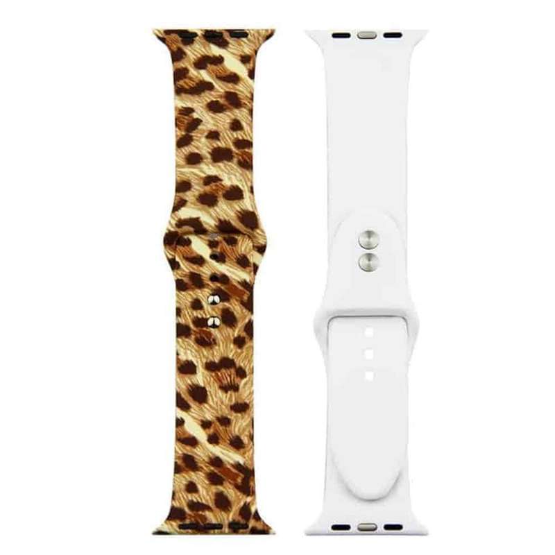 38/40/41mm Apple Watch 6/5/4/3/2/1 Silicone Strap - Cheetah Print (M-L)