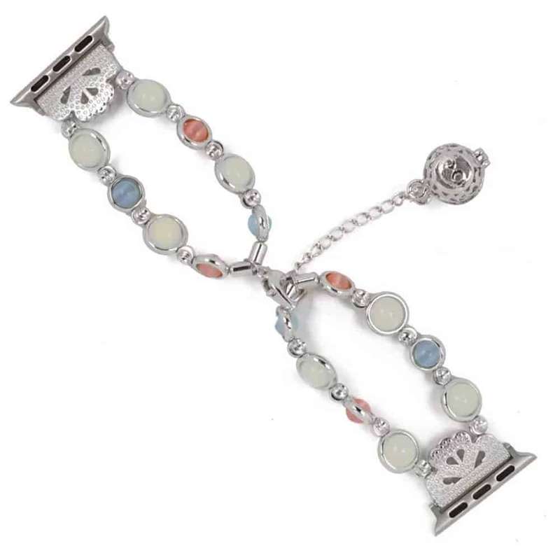 42/44/45mm Apple Watch luminous beaded pearl strap - Silver