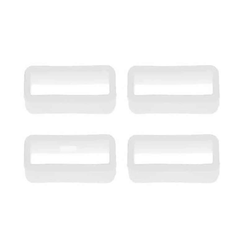 18mm universal watch silicone strap loop keepers - (x4) White
