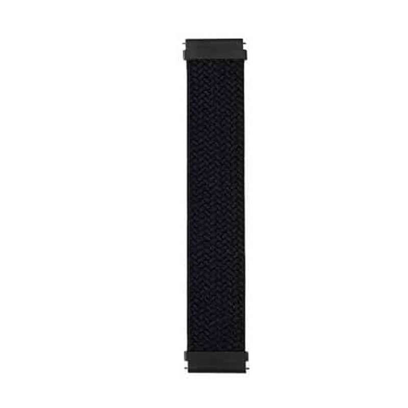 20mm Universal watch braided elastic loop strap - Black (155mm)