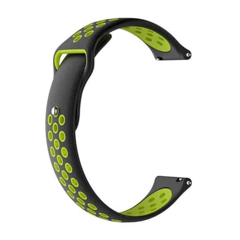 22mm Samsung Gear Sport Silicone Strap - Black & Green (S-M-L)