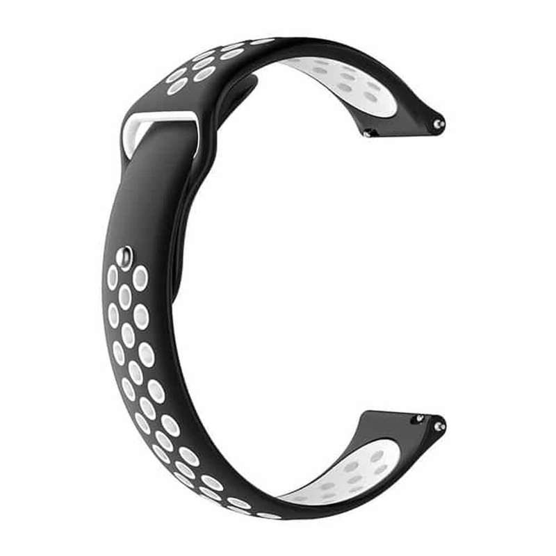 22mm Samsung Gear Sport silicone strap - Black &amp; white (S-M-L)