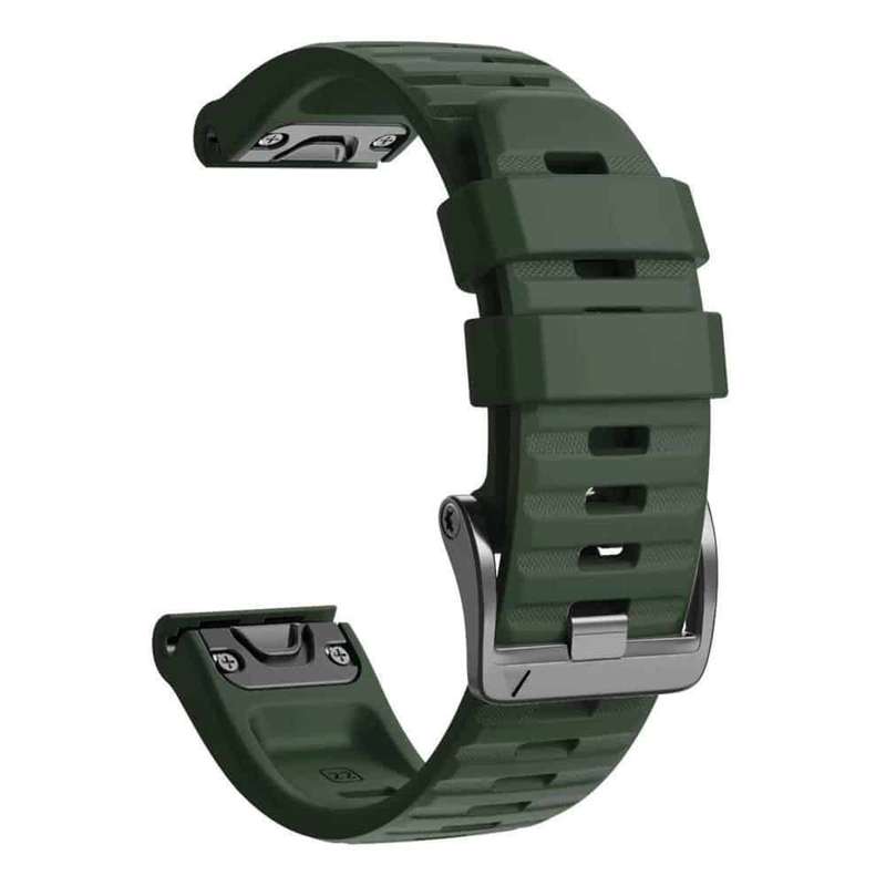 22mm Silicone Strap for Garmin Fenix 5/ 6 / 7 / Approach S60- Army Green