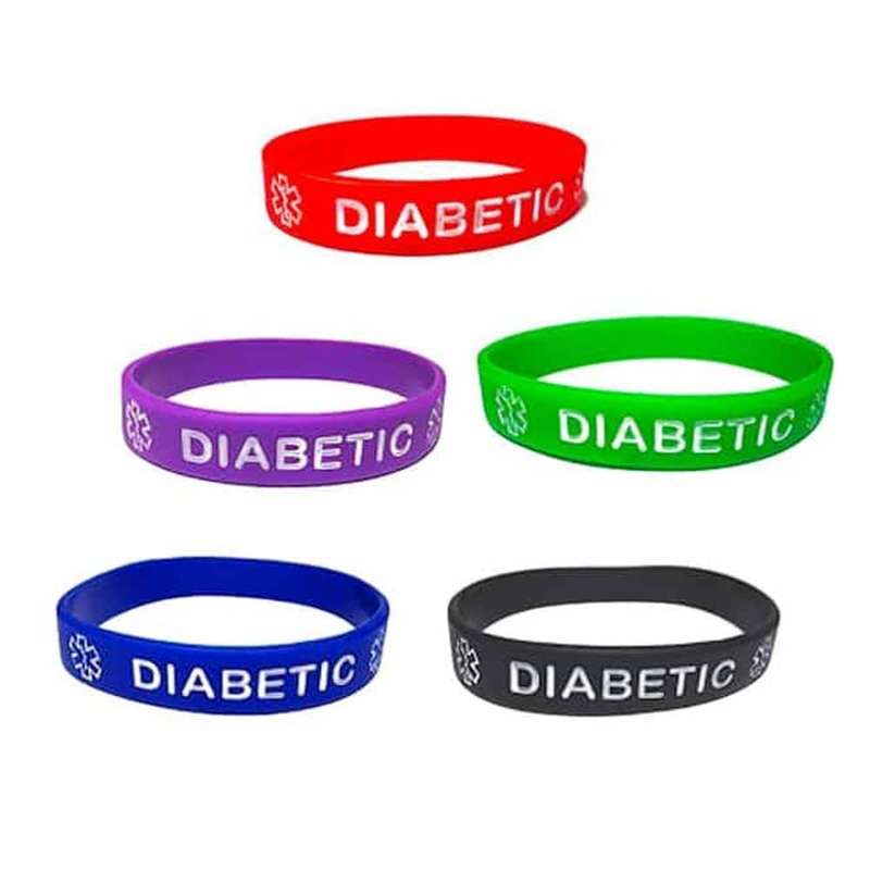 Diabetic: Emergency Attention Medical Alert silicone bracelet set (x5)