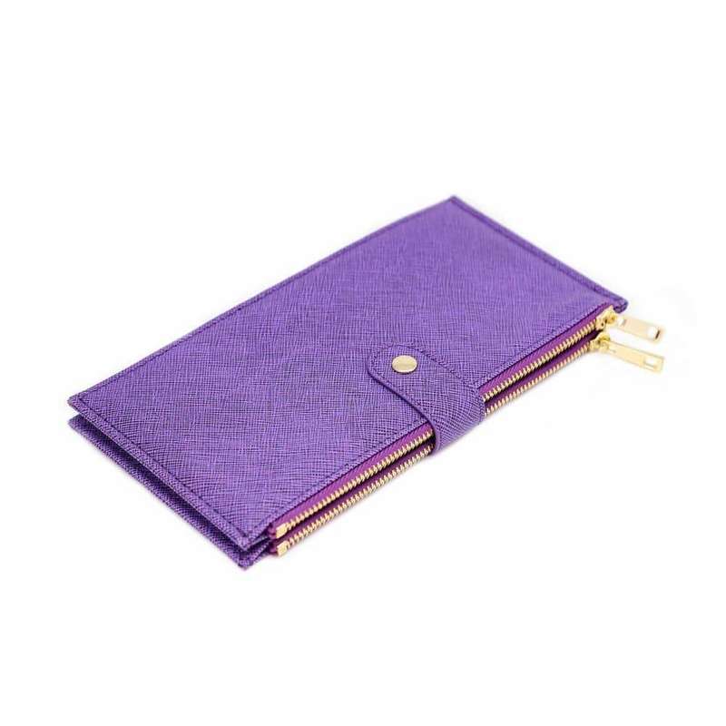 RFID blocking multi-card purse vegan leather women's wallet - D. purple