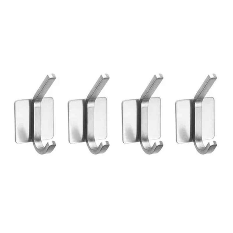 Bathroom Kitchen Heavy Duty Stainless Steel Wall Hook Set x4
