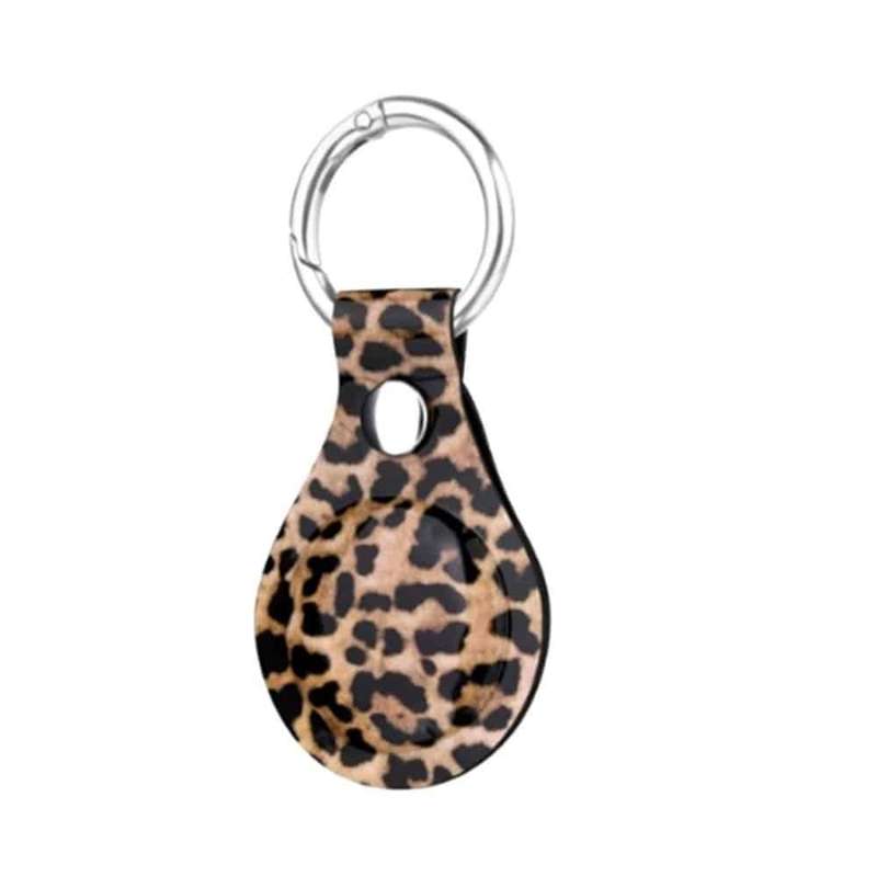 TPU Leather Keychain Ring Holder for Apple AirTag- Leopard