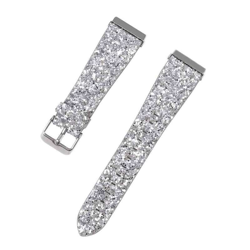 Leather Strap for Fitbit Versa - Silver