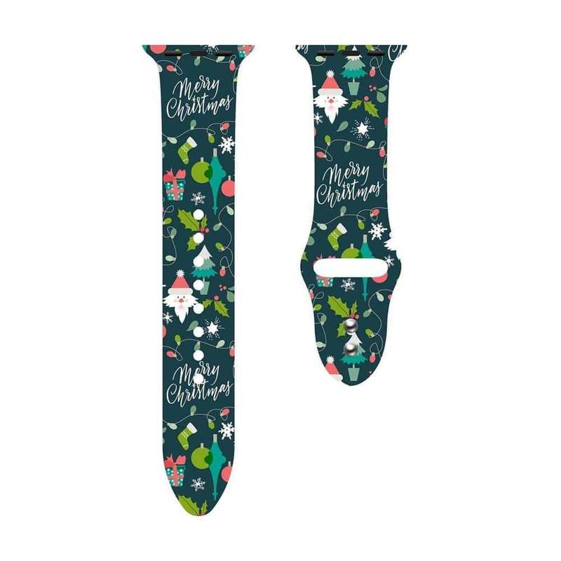 Silicone Strap for 38/40/41mm Apple Watch - Green Christmas