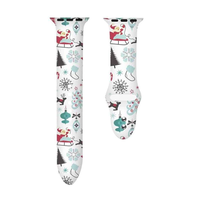 Silicone Strap for 38/40/41mm Apple Watch- White Christmas