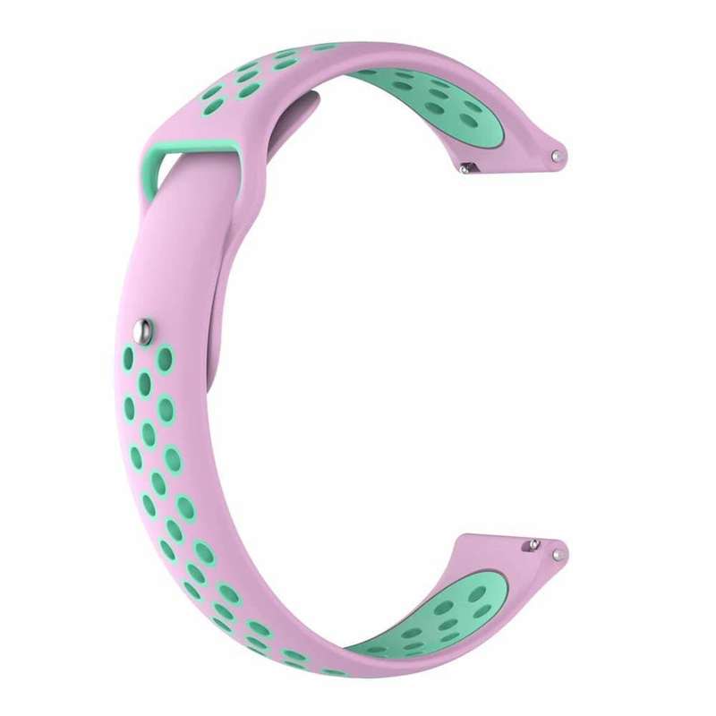 Silicone Strap for Huawei Honor S1/Fit (18mm) - Pink+Frost Blue