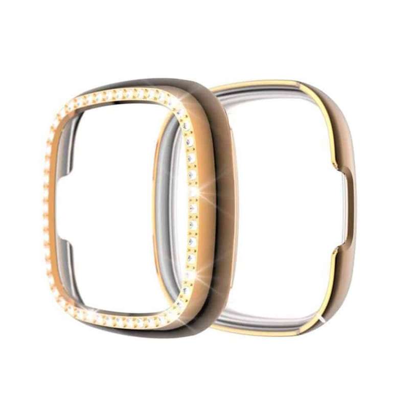 PC case with Diamond for Fitbit Versa 3 /Sense - Rose Gold