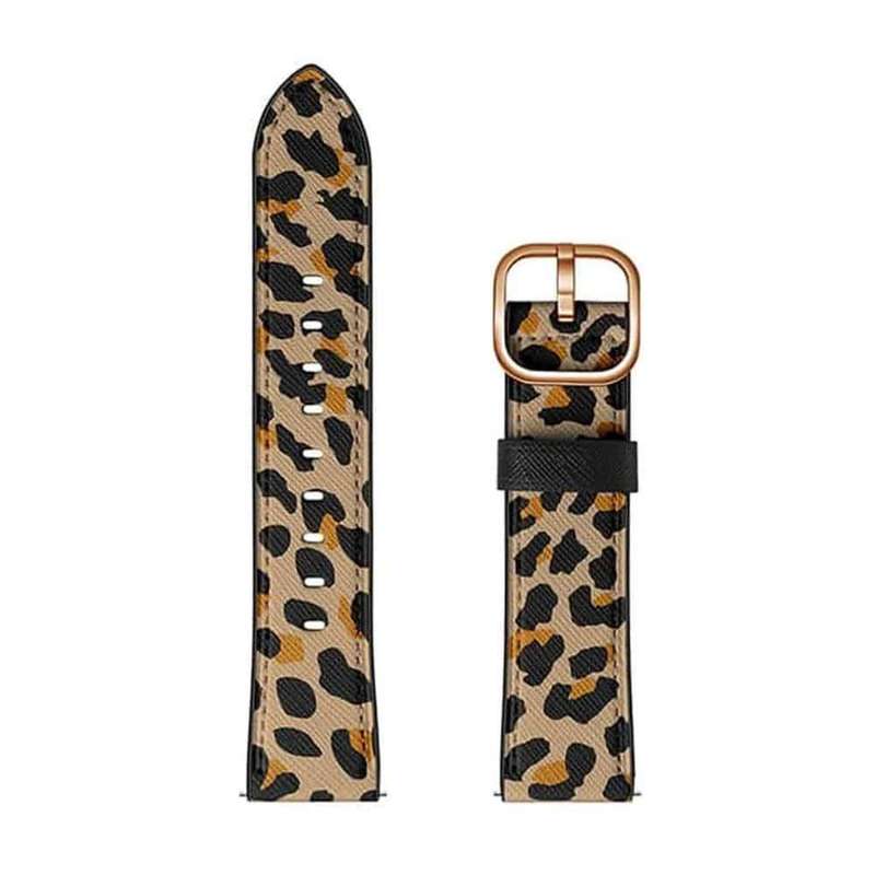 22mm Universal Watch Vegan Leather Strap for Samsung/Huawei- Leopard