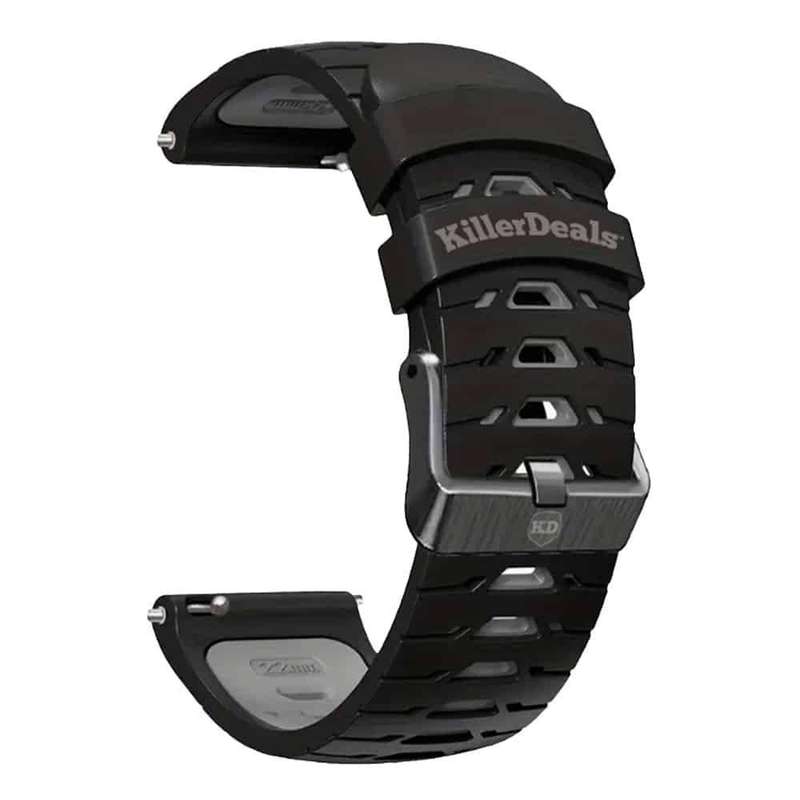 20mm Universal Watch Silicone Strap for Garmin Samsung Huawei- Black &amp; Grey