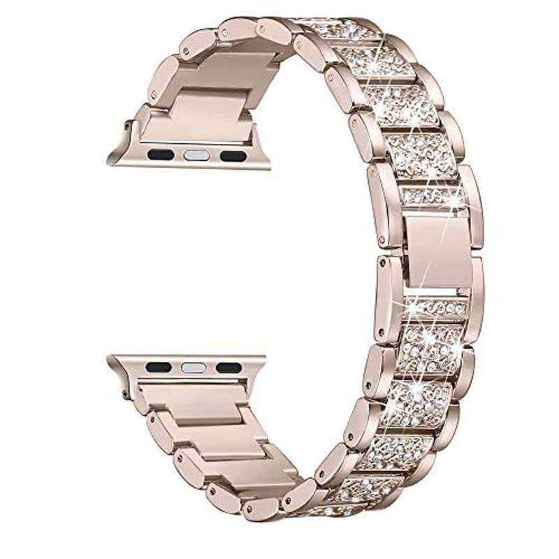 38/40/41mm Apple Watch SE/6/5/4/3/2/1 diamond rhinestone strap + tool - Retro gold (S-M-L)